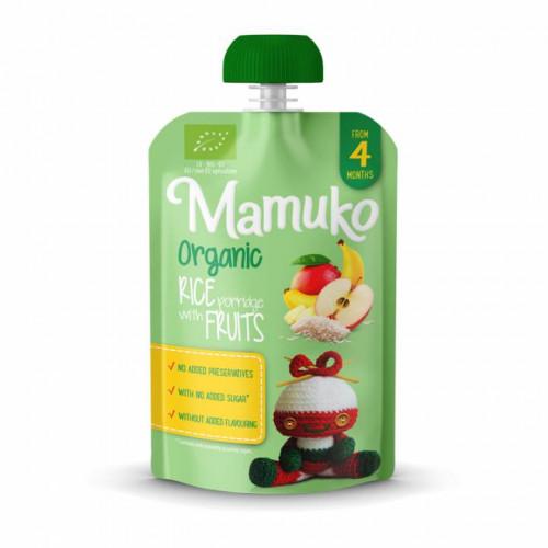 MAMUKO ORGANIC RICE PORRIDGE WITH FRUITS PUREE 4+ 100g